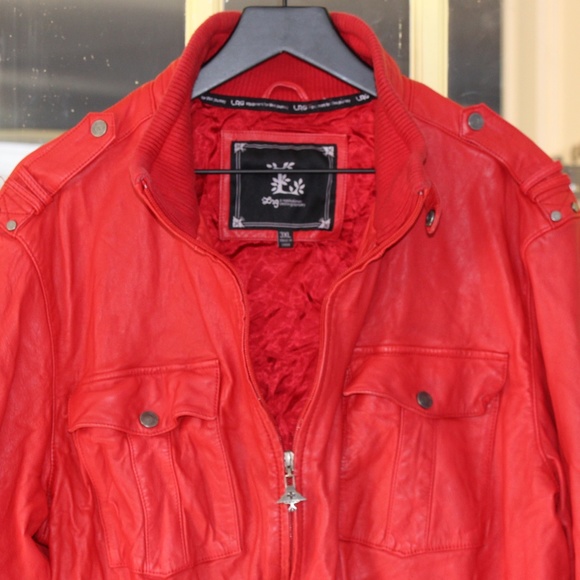 Lrg Other - Vintage 90s L-R-G red leather bomber jacket